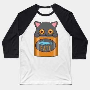 Cute Cat Inside Can Of Pate Baseball T-Shirt